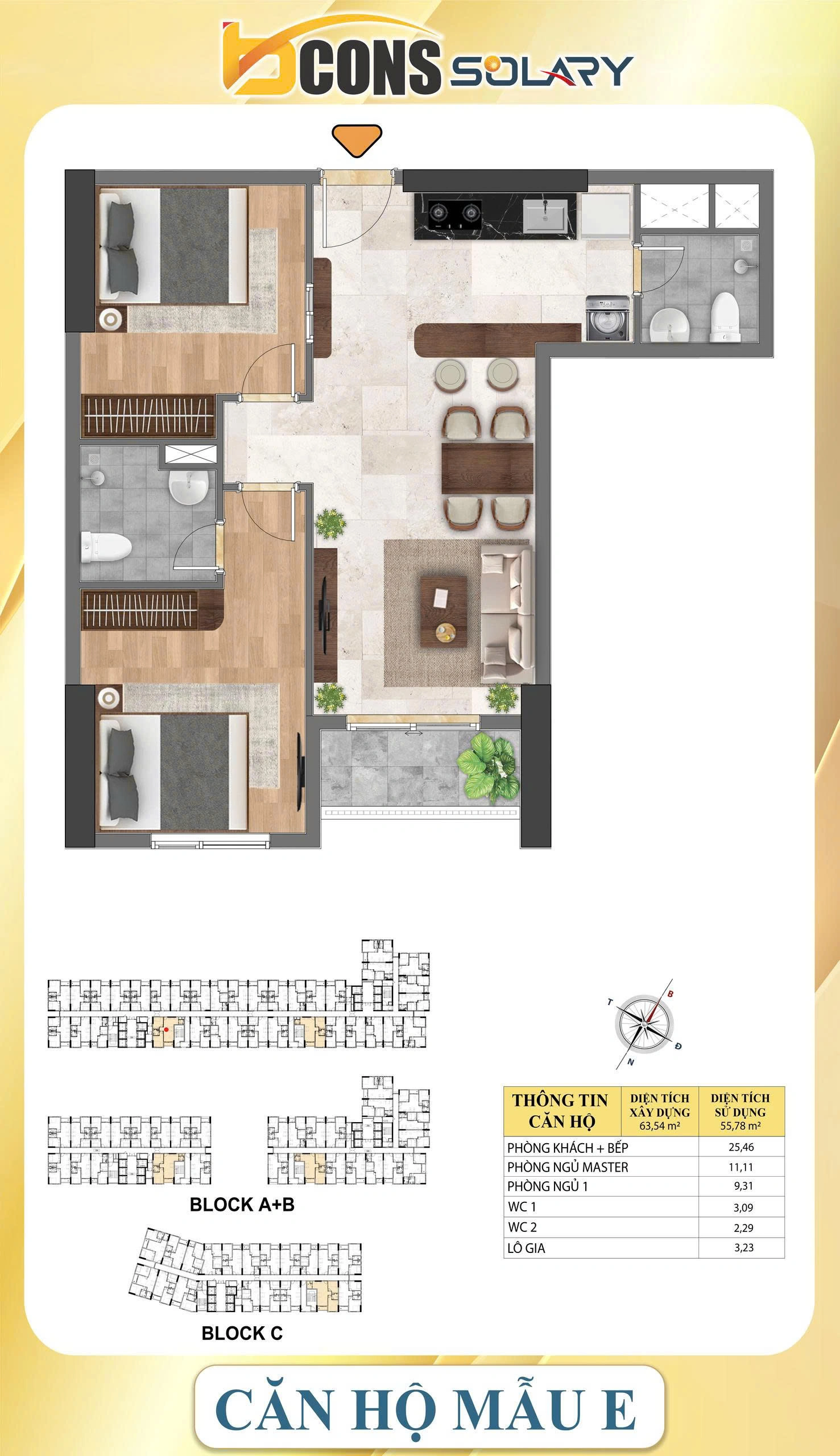 Bcons Solary 2PN 2WC 63,54m2